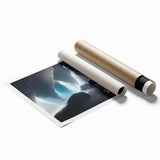 Rolled print showcasing a stunning cave landscape design with intricate details and earthy colors, ideal for home decor or art collectors, packaged securely in a tube.