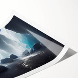 Vibrant rolled wall art print showcasing a stunning abstract landscape design, featuring rich hues of blue and green, ideal for modern home decor and artistic expression.