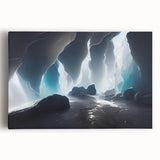 Stretched canvas wall art showcasing a vibrant landscape design with intricate cave formations, ideal for home decor. Perfectly framed for modern interiors.