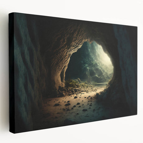 Stretched canvas wall art showcasing a vibrant landscape with intricate cave designs, perfect for adding a unique touch to modern home decor.