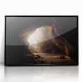 Framed acrylic wall art featuring a stunning cave landscape design with rich colors, perfect for home decor, enhancing any modern interior setting.