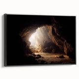 Framed canvas wall art showcasing a stunning landscape design with caves, featuring rich colors and intricate details, ideal for home decor.