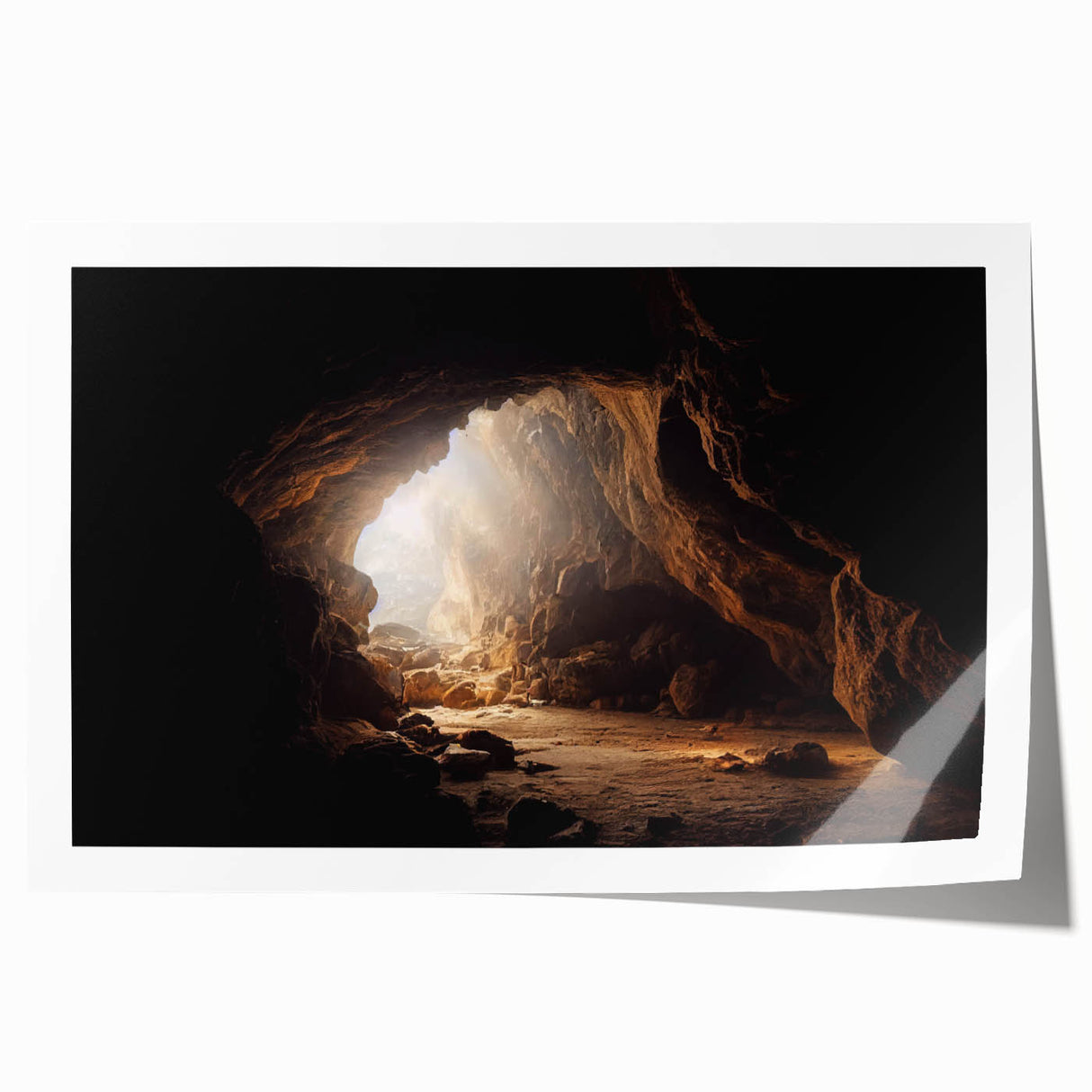 Colorful rolled canvas print showcasing a vibrant abstract landscape design, perfect for modern home decor. Packaged securely in a cardboard tube for safe delivery.