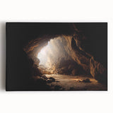 Stretched canvas artwork showcasing a vibrant landscape scene with dramatic caves and natural elements, perfect for enhancing modern home decor.