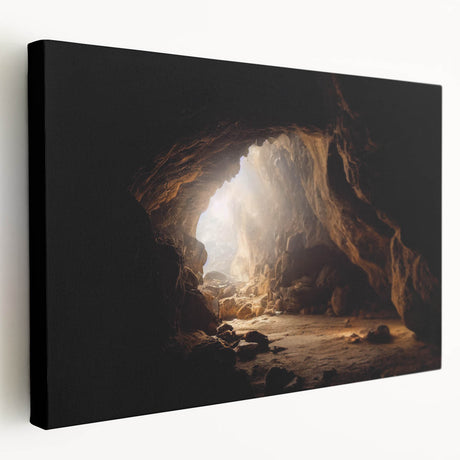 Stretched canvas artwork showcasing an intricate cave landscape design, featuring earthy tones and detailed textures, ideal for enhancing modern home decor aesthetics.