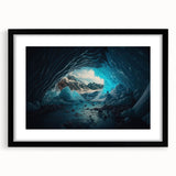 Black-framed wall art featuring a stunning cave landscape design, elegantly matted, perfect for modern home decor. Ideal for adding a touch of nature to any room.