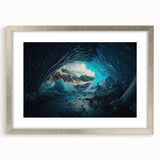 Silver-framed wall art featuring a stunning landscapes and caves design, elegantly matted, ideal for enhancing modern home decor. Perfect for nature enthusiasts.