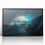 Framed acrylic wall art showcasing a stunning cave landscape design with vibrant colors, set against a sleek black frame, perfect for modern home decor. Ideal for nature enthusiasts and art lovers seeking unique wall decorations.