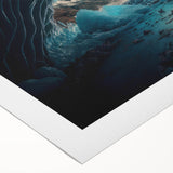 Rolled canvas depicting a vibrant landscape scene with intricate cave designs, showcasing rich colors and textures, ideal for modern home decor.