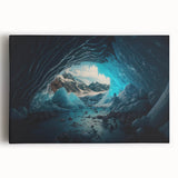 Stretched canvas artwork showcasing a vibrant landscape with intricate cave designs, featuring earthy tones and detailed textures, ideal for modern home decor.
