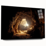Acrylic glass wall art displaying a stunning landscape of caves, showcasing vibrant colors and intricate details, perfect for modern home decor. Ideal for enhancing interior spaces.