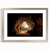 Framed wall art featuring a stunning landscapes and caves design with a silver mat, ideal for enhancing home decor and creating an artistic ambiance.