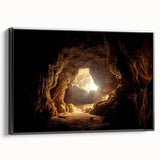Framed canvas wall art showcasing a stunning landscape and cave design, featuring rich colors and intricate details, perfect for enhancing modern home decor.