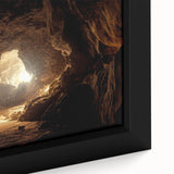 Framed canvas wall art showcasing a vibrant landscape design with intricate cave details, featuring earthy tones and textures, ideal for home decor enhancement.