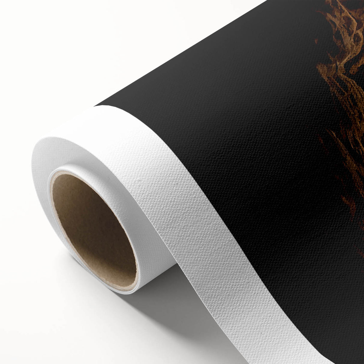 Rolled canvas showcasing a vibrant abstract landscape design, featuring rich colors and intricate details, ideal for modern home decor or artistic displays.