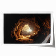 Rolled print showcasing a stunning landscape cave design with earthy tones and intricate details, ideal for modern home decor, presented in a protective cardboard tube.