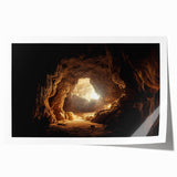 Rolled print showcasing a stunning landscape cave design with earthy tones and intricate details, ideal for modern home decor, presented in a protective cardboard tube.