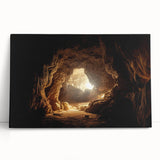 Stretched canvas artwork showcasing a vibrant landscape with caves, featuring rich colors and intricate details, ideal for modern home decor or art collection.