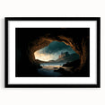 Framed wall art showcasing a stunning cave landscape design, featuring a sleek black frame and mat, perfect for modern home decor. Ideal for nature enthusiasts.