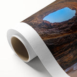 Stunning rolled canvas artwork showcasing a vibrant landscape design with intricate cave motifs, ideal for home decor. Packaged securely in a durable tube.