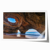 Vibrant rolled print showcasing an abstract landscape design with earthy tones, ideal for modern home decor, packaged securely in a protective tube.