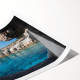 Rolled wall art print showcasing a stunning landscape and cave design, featuring rich colors and intricate details, ideal for home decor enthusiasts.