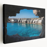 Stretched canvas wall art showcasing a vibrant landscape design with caves, featuring rich colors and intricate details, perfect for home decor enhancement.