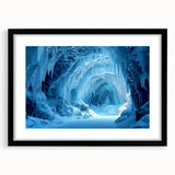 Black-framed wall art collection featuring stunning landscapes and cave designs, elegantly matted for a sophisticated look, perfect for home decor enhancement.