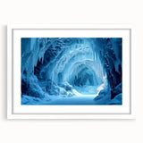 Framed wall art featuring a stunning landscape design with cave elements, set in a sleek white mat, ideal for modern home decor. Perfect for enhancing interior aesthetics.