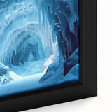 Framed canvas artwork showcasing a vibrant landscape with intricate cave designs, highlighting rich colors and textures, perfect for modern home decor.