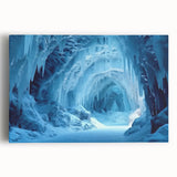 Stretched canvas artwork showcasing a vibrant landscape with abstract cave designs, featuring rich colors and intricate textures, ideal for modern home decor.