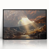 Framed acrylic wall art featuring a stunning cave landscape design in black, showcasing intricate details and vibrant colors, perfect for home decor.