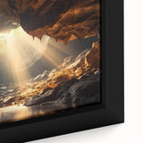 Framed canvas wall art showcasing a vibrant abstract cave landscape design, featuring rich colors and intricate details, perfect for modern home decor.