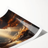 Vibrant rolled canvas print showcasing a stunning abstract landscape design with earthy tones and intricate details, perfect for modern home decor.