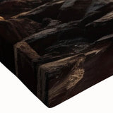 Close-up view of a stretched canvas featuring a vibrant landscape and cave design, showcasing intricate details and rich colors, perfect for modern home decor.