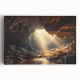 Stretched canvas wall art showcasing a vibrant landscape design with intricate cave elements, perfect for modern home decor. Ideal for enhancing living spaces.