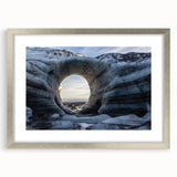 Framed wall art collection showcasing a stunning landscape and cave design, featuring a silver frame with a mat, perfect for modern home decor.