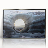Framed acrylic wall art showcasing a stunning cave landscape design, featuring silver accents and a modern aesthetic, perfect for enhancing home decor.