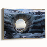 Framed wall art featuring a stunning gold-accented cave landscape design, showcasing intricate details and vibrant colors, perfect for modern home decor.