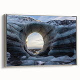 Framed canvas wall art showcasing a stunning cave landscape design, featuring intricate textures and a sleek silver frame, ideal for modern home decor.