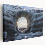 Stretched canvas wall art showcasing a vibrant landscape design with caves, featuring rich colors and intricate details, ideal for modern home decor.