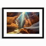 Framed wall art collection featuring abstract cave landscapes in earthy tones, presented in a sleek black frame with matting, perfect for modern home decor.