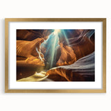 Framed gold wall art design showcasing a stunning cave landscape, featuring rich earthy tones and intricate details. Perfect for enhancing home decor.