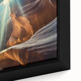 Framed canvas wall art showcasing an intricate cave landscape design with earthy tones and textured details, perfect for modern home decor.