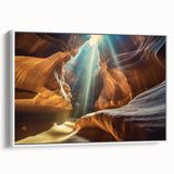 Framed wall art collection showcasing a serene landscape with cave designs, featuring a white frame and side view display, perfect for modern home decor.