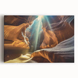 Stretched canvas wall art showcasing a vibrant landscape of caves, featuring rich earthy tones and intricate details, perfect for enhancing home decor.