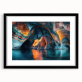 Framed wall art collection showcasing a stunning cave landscape design with a black mat and sleek frame, ideal for modern home decor and interior styling.