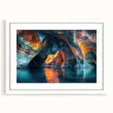 Framed wall art collection showcasing a stunning cave landscape design with a white mat, perfect for enhancing home decor and adding an artistic touch.