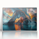 Framed wall art collection showcasing a stunning landscape design featuring vibrant colors and intricate details in a white frame, perfect for home decor.