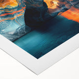 Rolled canvas print showcasing a vibrant landscape design with intricate cave motifs, perfect for modern home decor. Packaged securely in a protective tube.